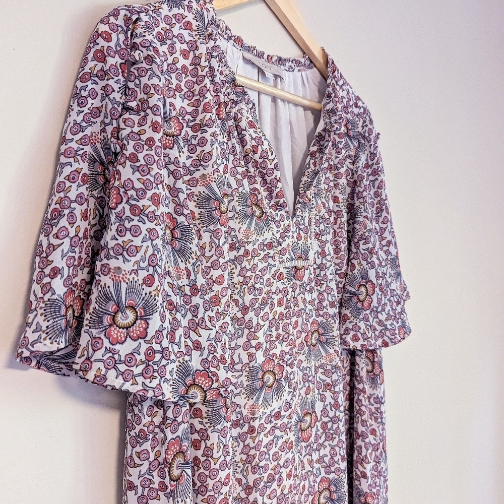LOFT Purple Floral Eyelet Dress - Picture 5 of 7